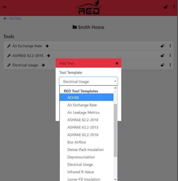 RED v2 tool dropdown